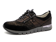 131-91-001 Dames Veterschoenen Comfort Waldlaufer 908009-301-709 Zwart Combi Wijdte H (2380)